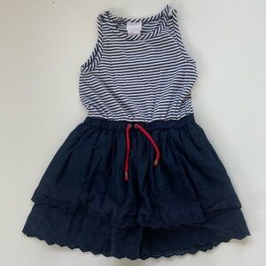 Lilly Wicket Little Girls Preppy Nautical Striped Eyelet Sleeveless Dress Size 5